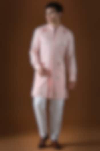 Baby Pink Cotton Hand Embroidered Kurta Set by Komal Kothari