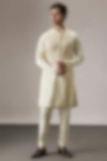 Ivory Cotton Hand Embroidered Kurta Set by Komal Kothari
