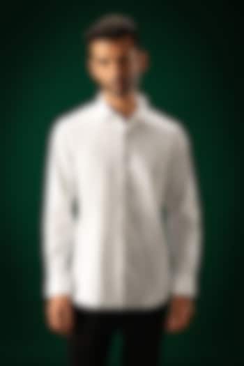 White Cotton Satin Stone Hand Embroidered Party Wear Shirt by Komal Kothari at Pernia's Pop Up Shop