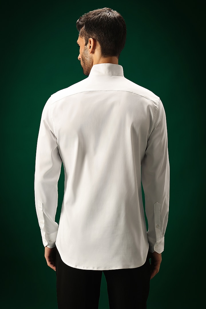 White Cotton Satin Stone Hand Embroidered Party Wear Shirt by Komal Kothari at Pernia's Pop Up Shop