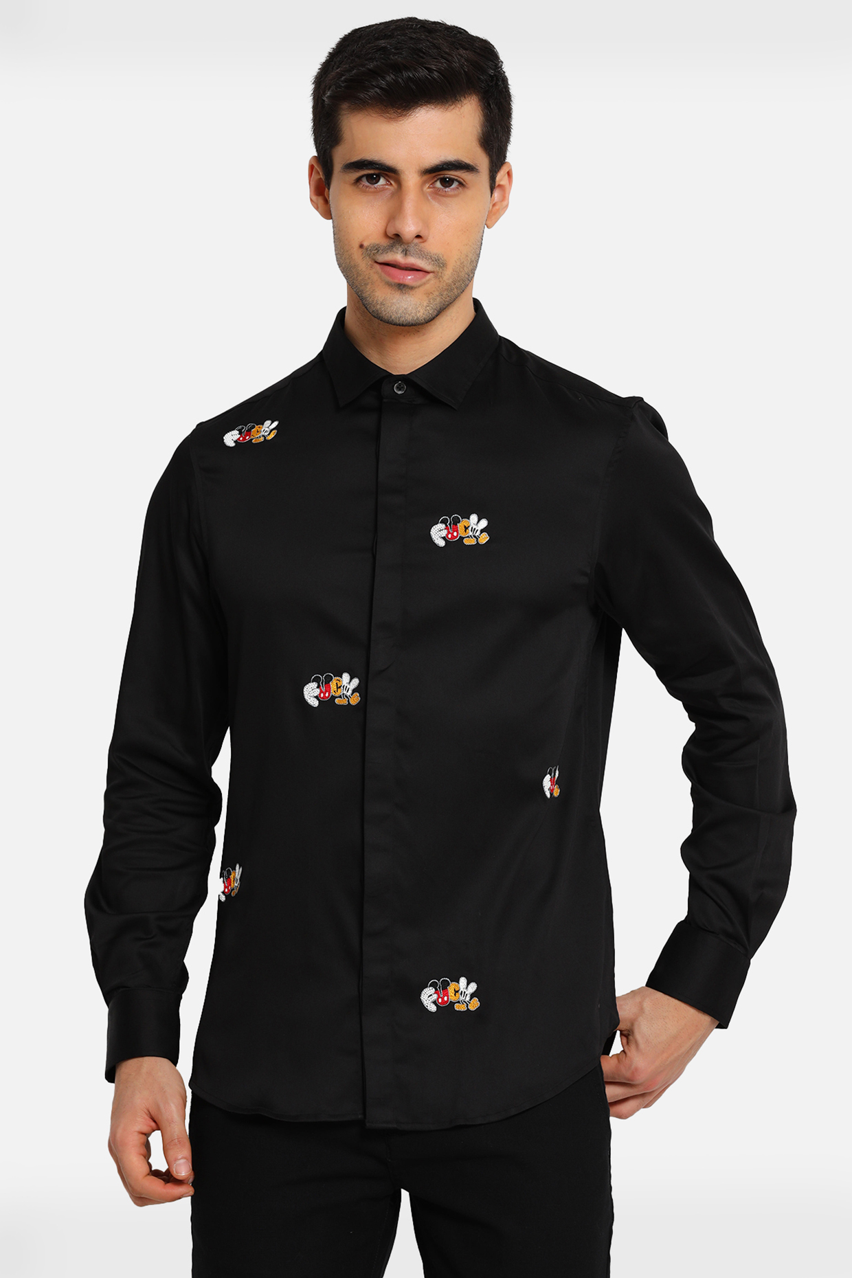 Black Cotton Embellished Shirt by Komal Kothari