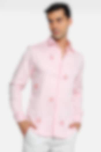 Pink Cotton Summer Shirt With Embellishments by Komal Kothari at Pernia's Pop Up Shop
