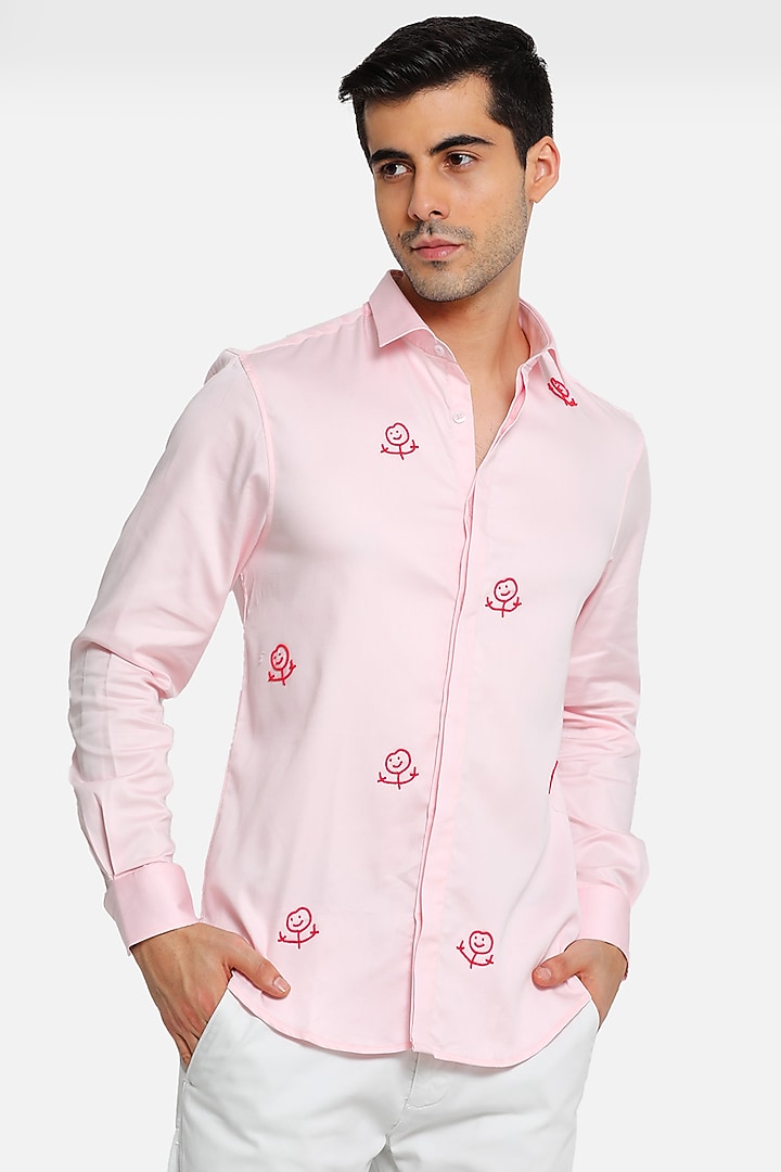 Pink Cotton Summer Shirt With Embellishments by Komal Kothari at Pernia's Pop Up Shop