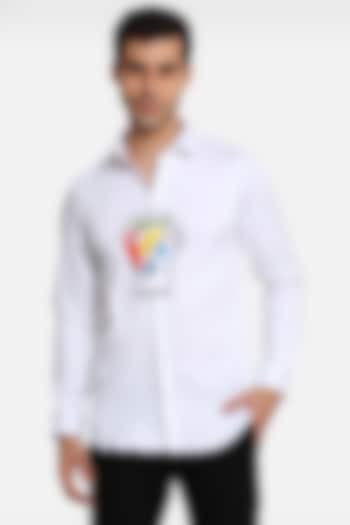 White Cotton Shirt With Embellishments by Komal Kothari