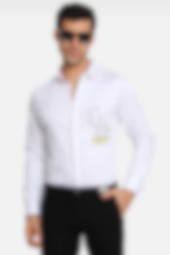 White Embellished Summer Shirt In Cotton by Komal Kothari at Pernia's Pop Up Shop