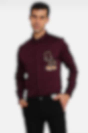 Wine Embellished Summer Shirt In Cotton by Komal Kothari at Pernia's Pop Up Shop