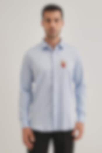 Powder Blue Cotton & Satin Hand Embroidered Party Wear Shirt by Komal Kothari at Pernia's Pop Up Shop