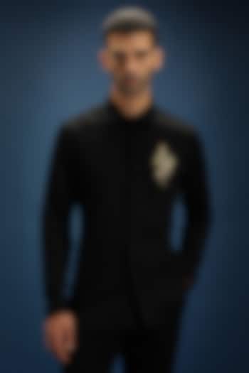 Black Cotton Hand Embroidered Party Wear Shirt by Komal Kothari at Pernia's Pop Up Shop