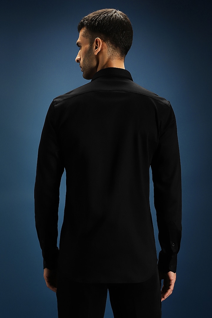 Black Cotton Hand Embroidered Party Wear Shirt by Komal Kothari at Pernia's Pop Up Shop