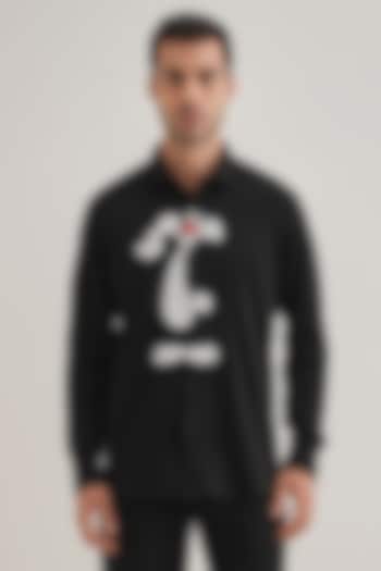 Black Cotton & Satin Hand Embroidered Party Wear Shirt by Komal Kothari at Pernia's Pop Up Shop