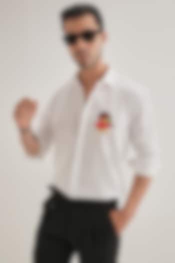 White Cotton & Satin Hand Embroidered Party Wear Shirt by Komal Kothari at Pernia's Pop Up Shop