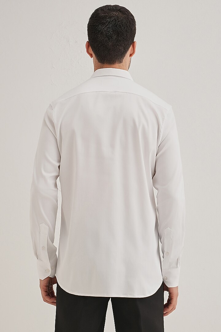 White Cotton & Satin Hand Embroidered Party Wear Shirt by Komal Kothari at Pernia's Pop Up Shop