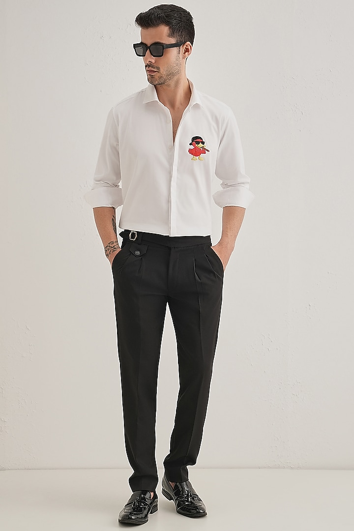 White Cotton & Satin Hand Embroidered Party Wear Shirt by Komal Kothari at Pernia's Pop Up Shop
