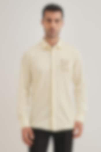 Ivory Cotton & Satin Hand Embroidered Party Wear Shirt by Komal Kothari at Pernia's Pop Up Shop