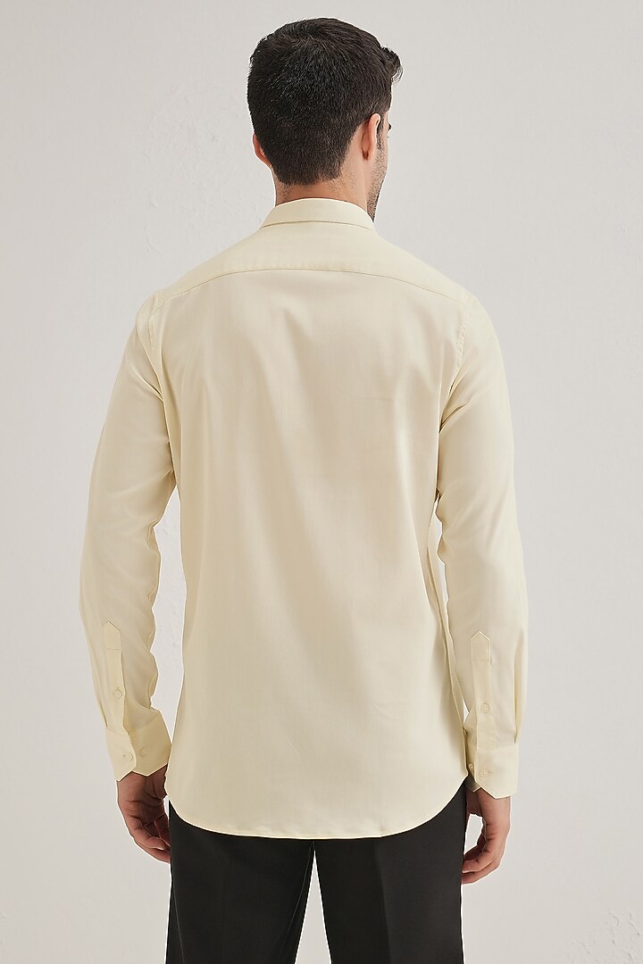 Ivory Cotton & Satin Hand Embroidered Party Wear Shirt by Komal Kothari at Pernia's Pop Up Shop