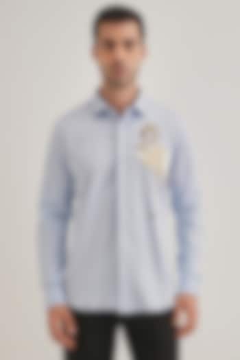 Powder Blue Cotton & Satin Hand Embroidered Party Wear Shirt by Komal Kothari at Pernia's Pop Up Shop