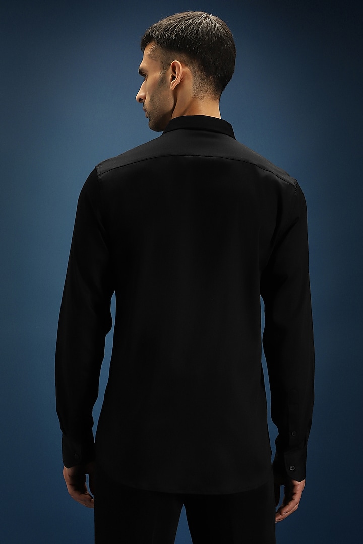 Black Cotton Hand Embroidered Party Wear Shirt by Komal Kothari at Pernia's Pop Up Shop