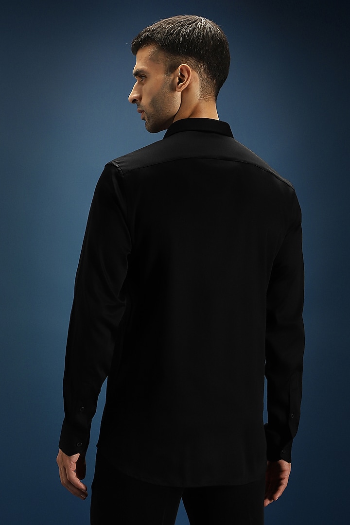 Black Cotton Hand Embroidered Party Wear Shirt by Komal Kothari at Pernia's Pop Up Shop