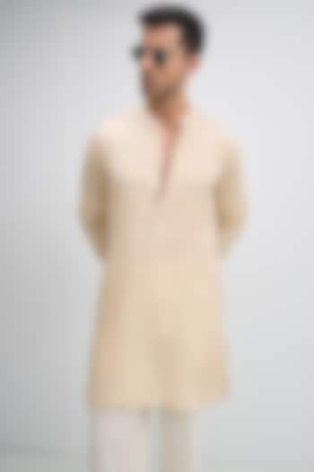 Beige Linen Woven Kurta by Komal Kothari at Pernia's Pop Up Shop