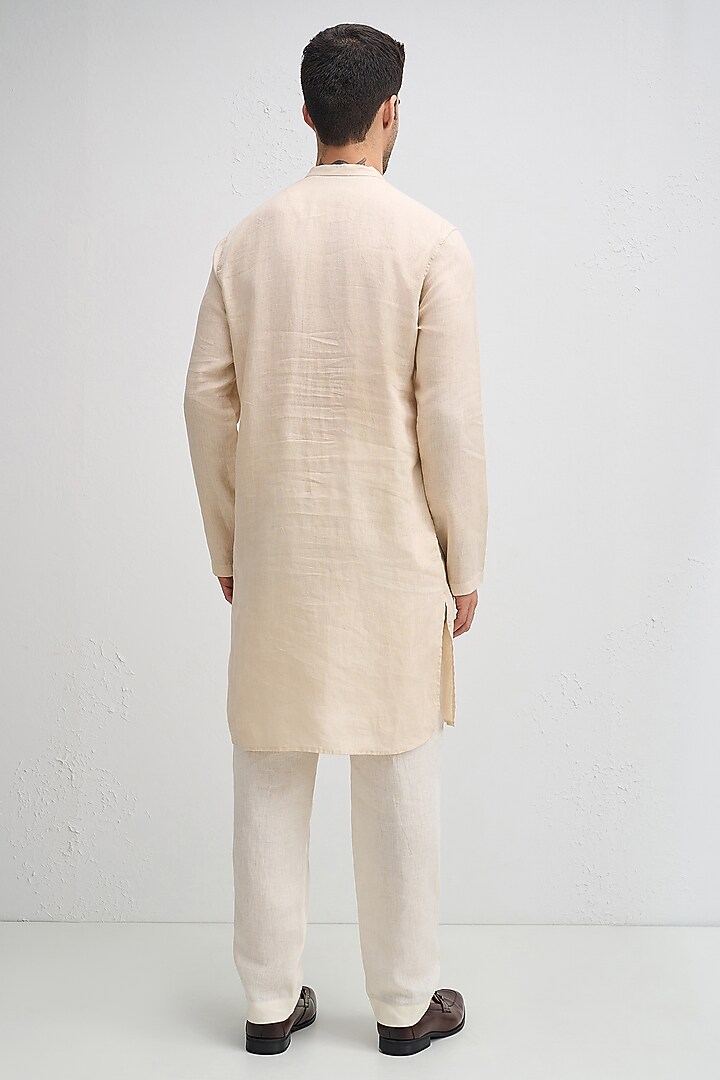 Beige Linen Kurta by Komal Kothari at Pernia's Pop Up Shop