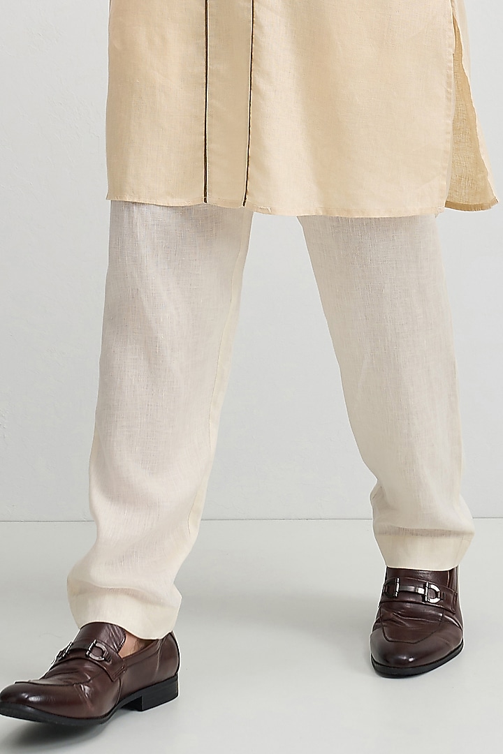 Beige Linen Kurta Set by Komal Kothari at Pernia's Pop Up Shop