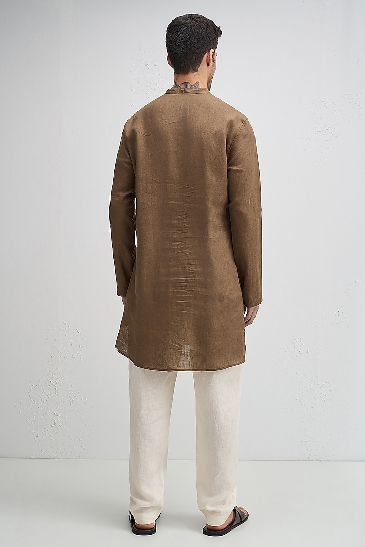 Coco Brown Linen Kurta Set by Komal Kothari at Pernia's Pop Up Shop