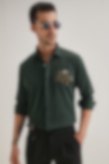 Black Cotton & Satin Hand Embroidered Party Wear Shirt by Komal Kothari at Pernia's Pop Up Shop