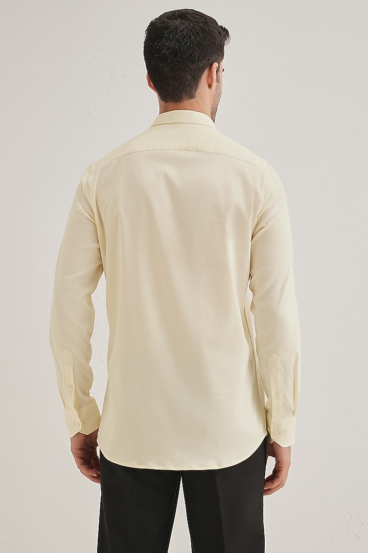 Ivory Cotton & Satin Hand Embroidered Party Wear Shirt by Komal Kothari at Pernia's Pop Up Shop