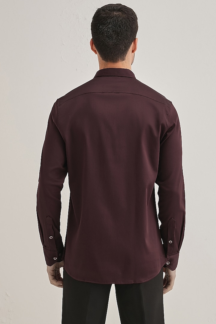 Wine Cotton & Satin Hand Embroidered Party Wear Shirt by Komal Kothari at Pernia's Pop Up Shop