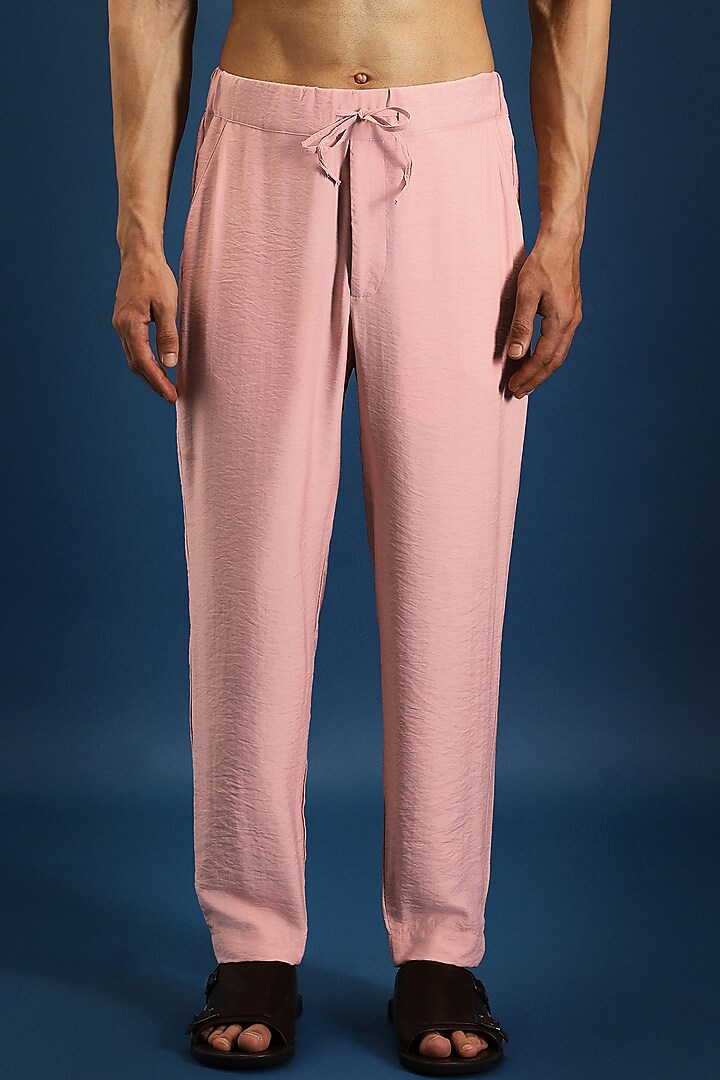 Pink Viscose Trousers by Komal Kothari at Pernia's Pop Up Shop