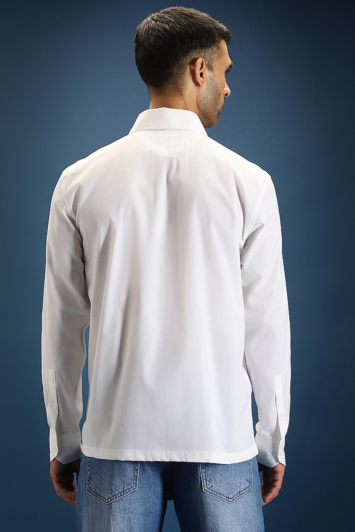 White Poplin & Cotton Hand Embroidered Party Wear Shirt by Komal Kothari at Pernia's Pop Up Shop