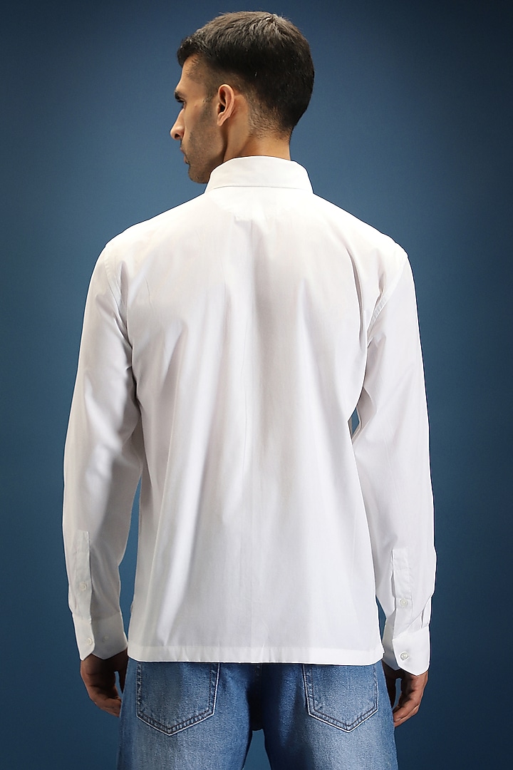 White Poplin & Cotton Hand Embroidered Party Wear Shirt by Komal Kothari at Pernia's Pop Up Shop