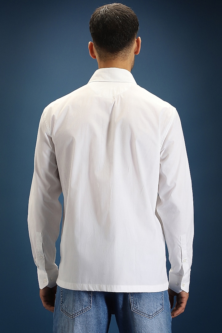 White Poplin & Cotton Hand Embroidered Party Wear Shirt by Komal Kothari at Pernia's Pop Up Shop
