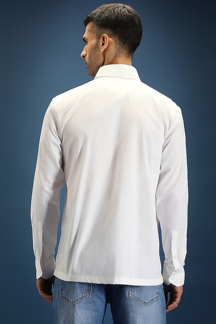 White Poplin & Cotton Mickey Mouse Hand Embroidered Party Wear Shirt by Komal Kothari at Pernia's Pop Up Shop