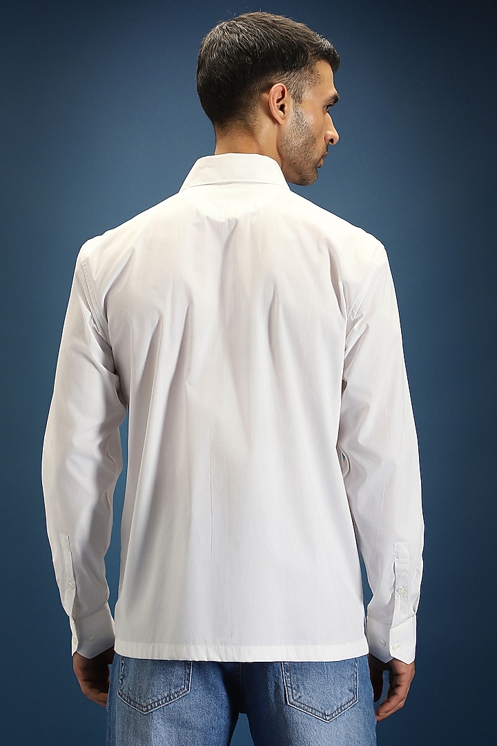 White Poplin & Cotton Hand Embroidered Party Wear Shirt by Komal Kothari at Pernia's Pop Up Shop