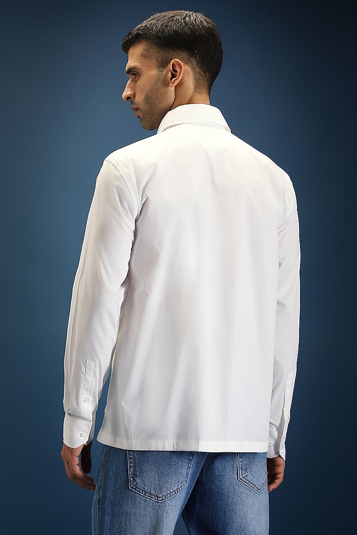 White Poplin & Cotton Hand Embroidered Party Wear Shirt by Komal Kothari at Pernia's Pop Up Shop