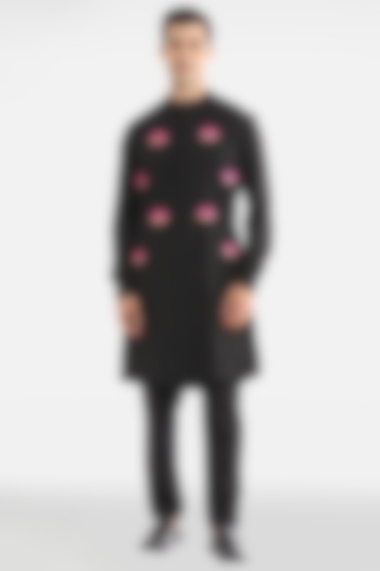 Black Cotton Handcrafted Kurta by Komal Kothari at Pernia's Pop Up Shop