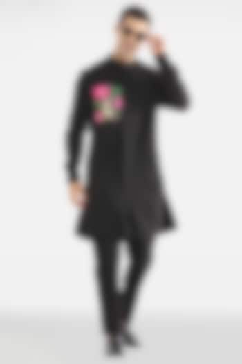 Black Cotton Handcrafted Kurta by Komal Kothari at Pernia's Pop Up Shop