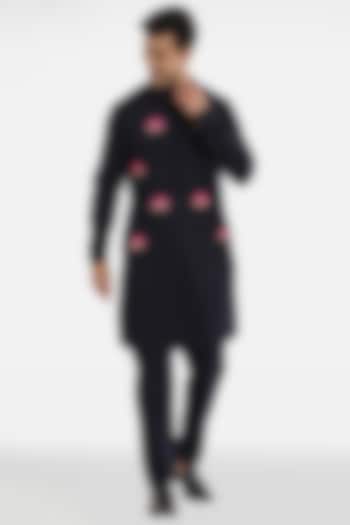 Navy Blue Cotton Handcrafted Kurta by Komal Kothari at Pernia's Pop Up Shop