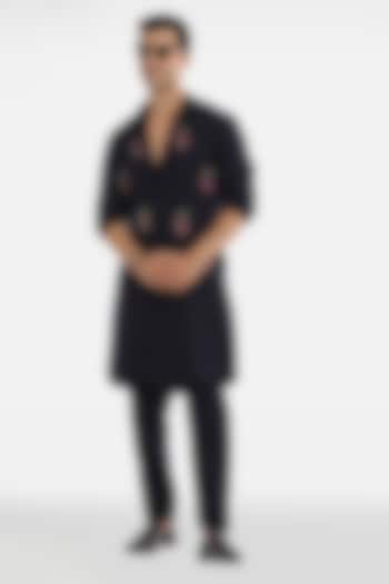 Navy Blue Cotton handcrafted Kurta by Komal Kothari at Pernia's Pop Up Shop