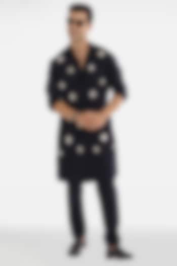 Navy Blue Cotton Handcrafted Kurta by Komal Kothari at Pernia's Pop Up Shop