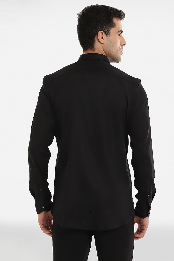 Black Cotton Handcrafted Summer Shirt by Komal Kothari at Pernia's Pop Up Shop