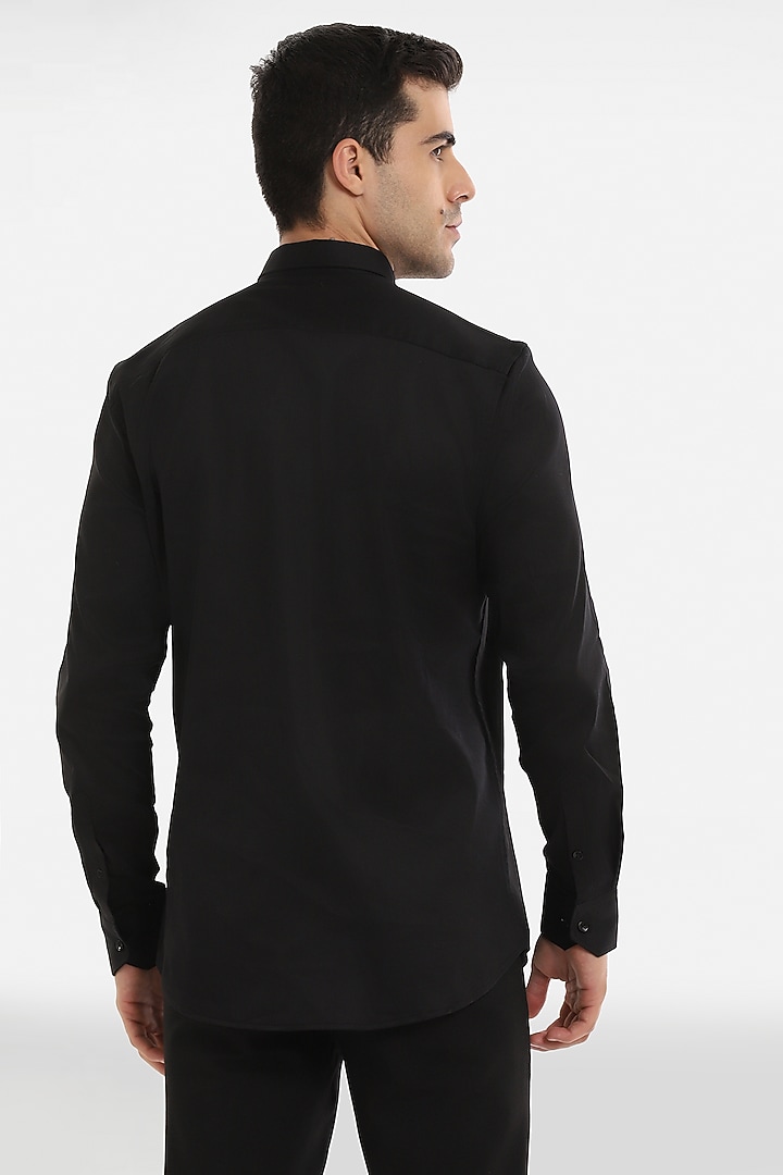 Black Cotton Handcrafted Party Wear Shirt by Komal Kothari at Pernia's Pop Up Shop