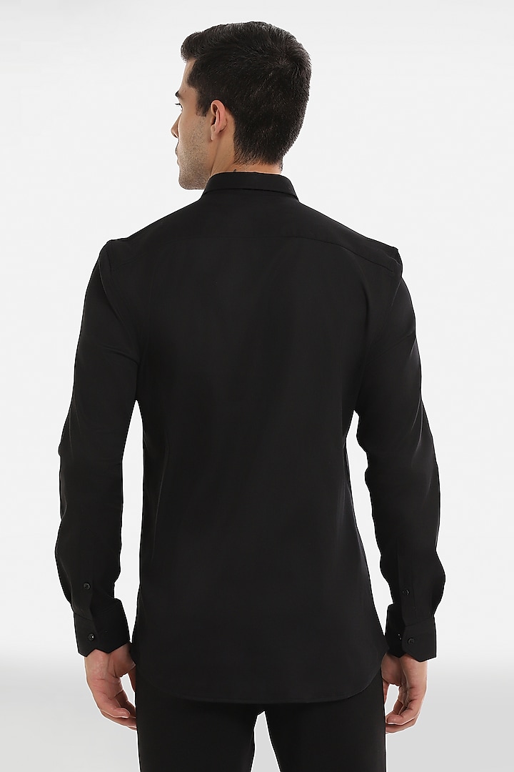 Black Cotton Handcrafted Summer Shirt by Komal Kothari at Pernia's Pop Up Shop