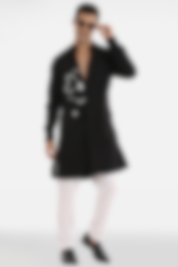 Black Cotton Digital Printed Handcrafted Kurta by Komal Kothari