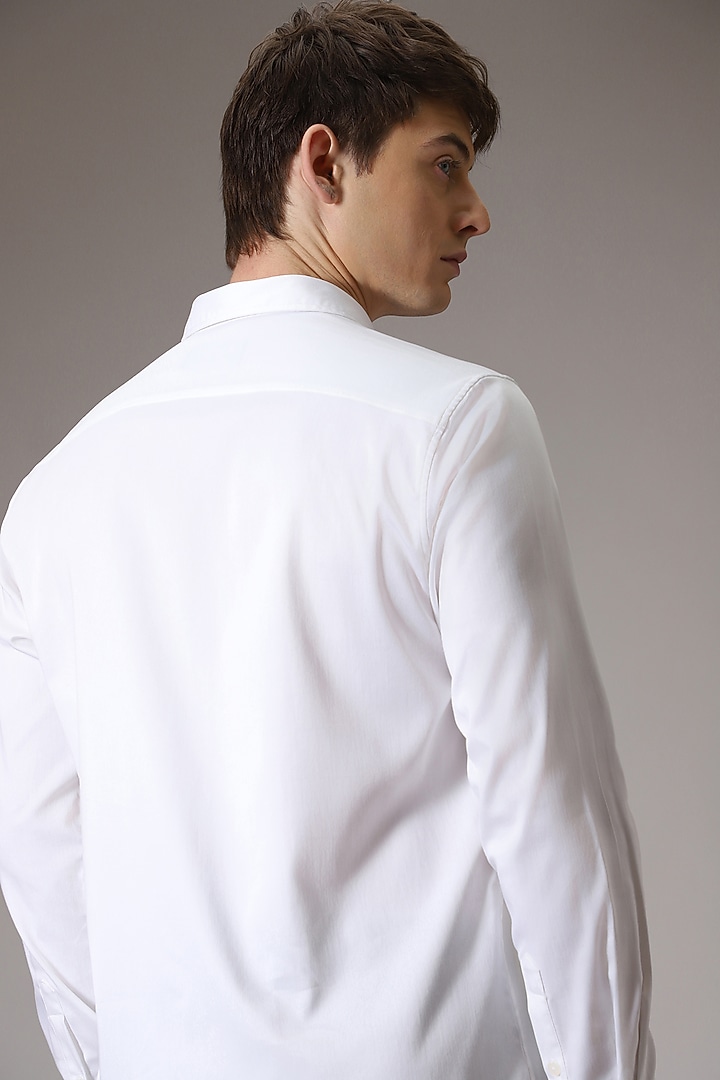 White Cotton Satin Hand Embroidered Party Wear Shirt by Komal Kothari at Pernia's Pop Up Shop
