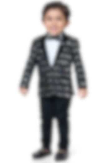 Black Velvet Sequin Blazer Set For Boys by Kokoons at Pernia's Pop Up Shop