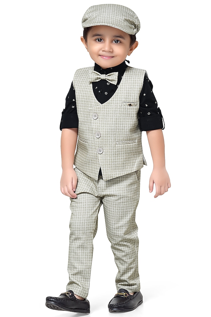 Fawn Knitted Cotton Waistcoat Set For Boys by Kokoons at Pernia's Pop Up Shop