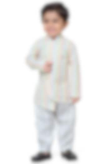 Multi-Colored Cotton Mix Asymmetric Kurta Set For Boys by Kokoons at Pernia's Pop Up Shop