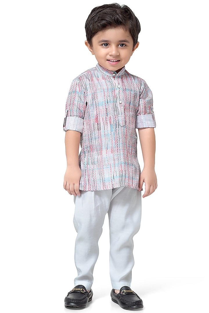 Peach Viscose Mix Kurta Set For Boys by Kokoons at Pernia's Pop Up Shop